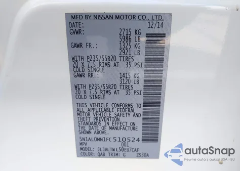 2015 Infiniti Qx60 from USA, damaged, VIN 5N1AL0MN1FC510524